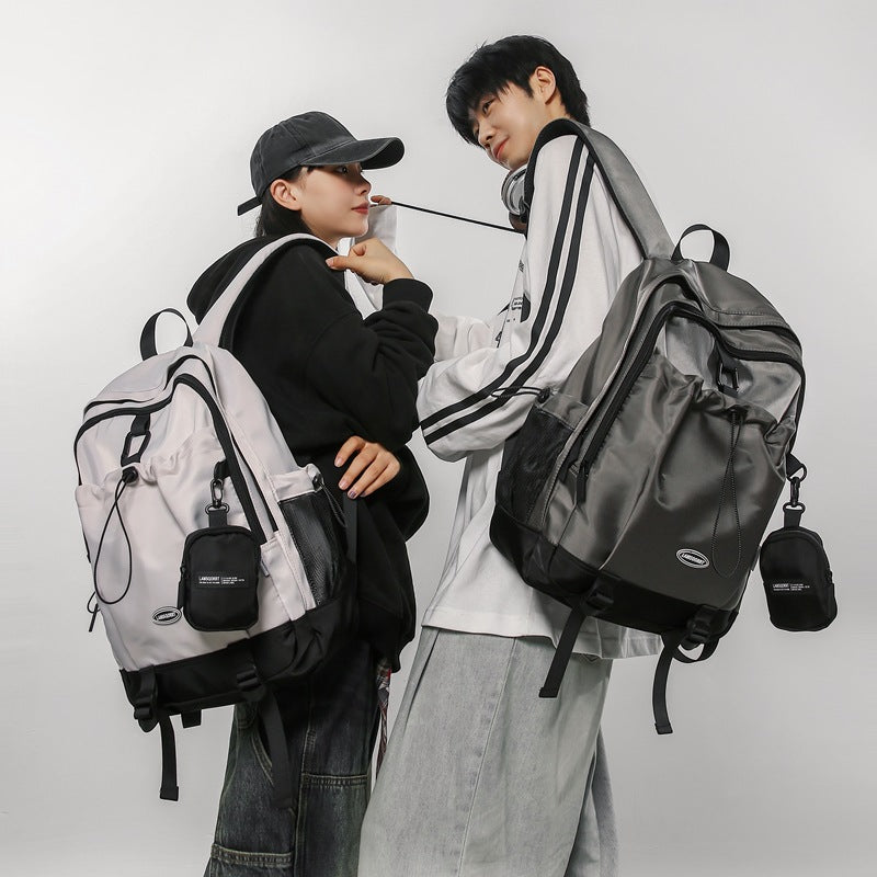 School bag student college style niche design drawstring large capacity backpack leisure sports campus computer backpack