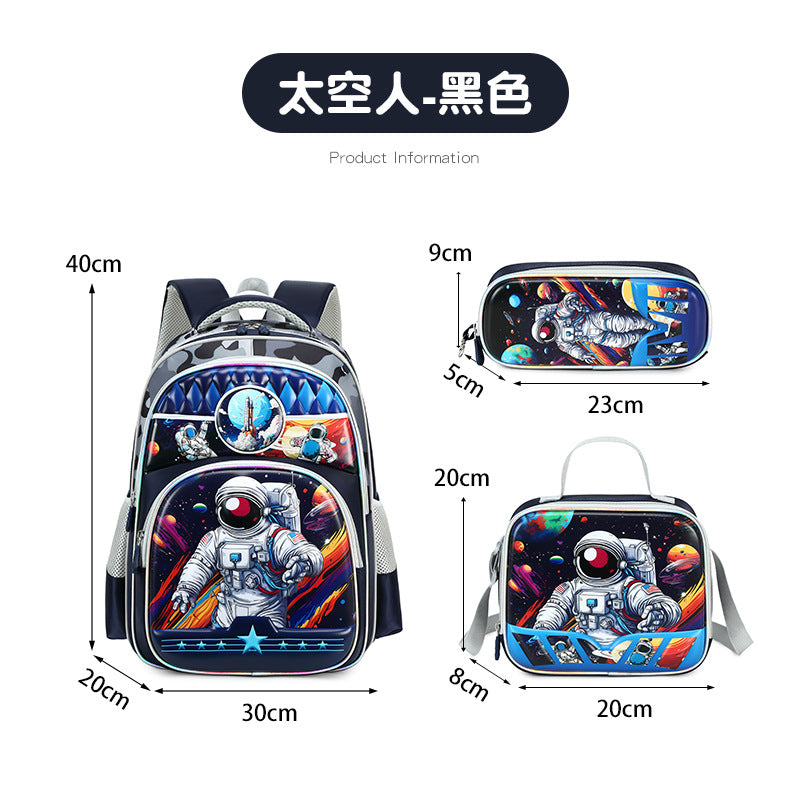 New unicorn trolley backpack set for elementary school students - cute cartoon design, three-piece set, large capacity, unisex