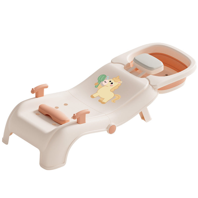 Foldable baby bath chair - anti-slip, reclining design for easy hair washing at home