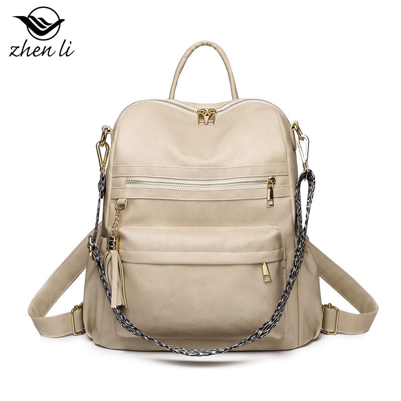 Cross-border bags backpack large capacity trend retro backpack soft leather dual-purpose shoulder bag women's backpack