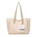 2025 new large capacity women's shoulder bag fashionable versatile tote bag simple solid color canvas bag