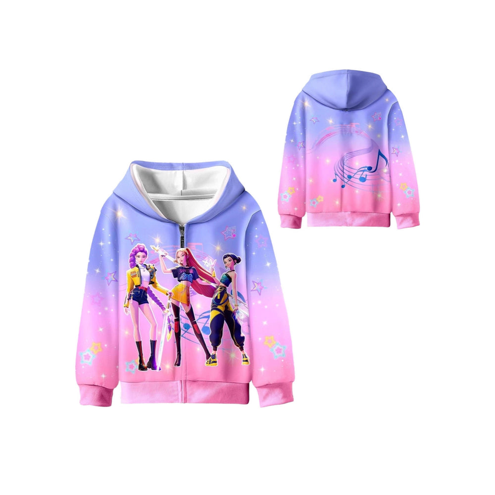 K-pop: witcher girls' outfit - zip-up hooded jacket set for middle and high school girls