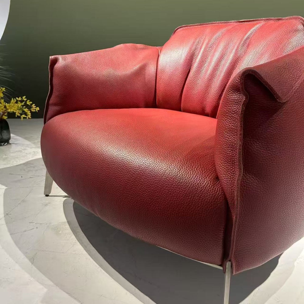 Archibald extra-thick leather casual sofa chair - hotel front desk armchair - modern minimalist style