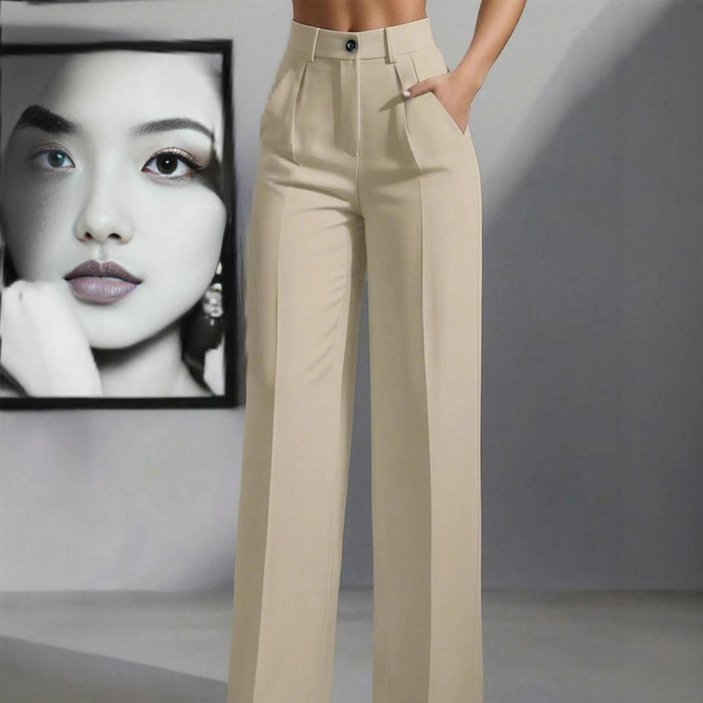 european and american  independent station pure colorcasual women's high waist pleated loosepants work pants trousers