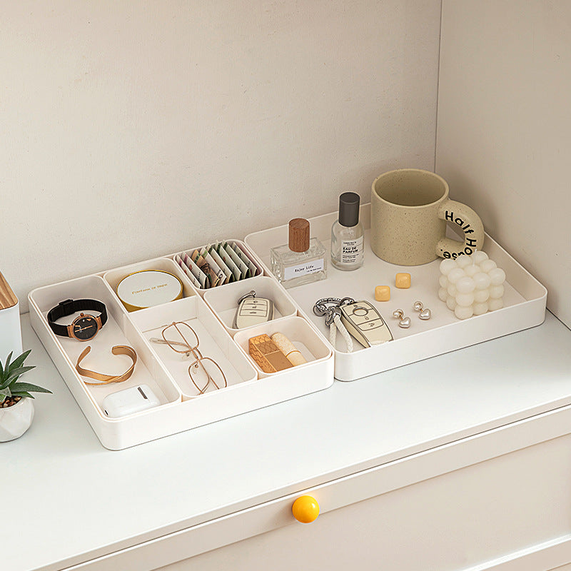 Separate sundries storage box Rectangle plastic porch storage box Grid porch storage desktop strip storage box
