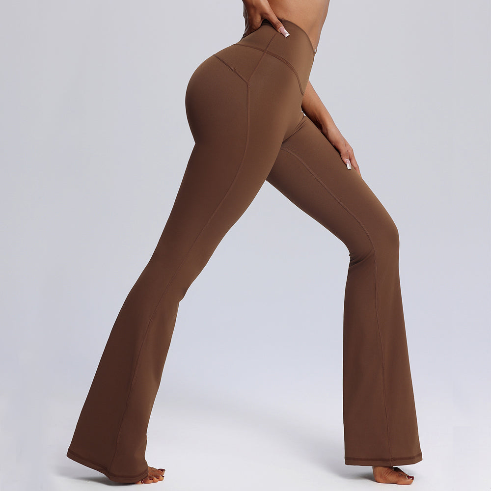 Fashionnew arrival wide-leg yoga bell bottoms high waist hip lift casual sweatpants women's nude tight dance fitness pants
