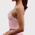 Fitness tops sling sexy spaghetti strap contrast colorfake two-piece halter sports intimates bra vest yoga clothes for women