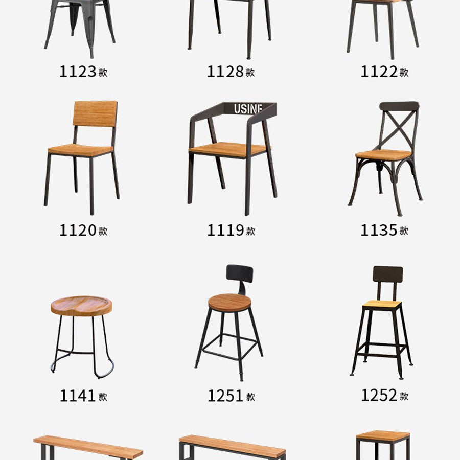 Cafe square table square wrought iron solid wood dining table commercial staff restaurant snack bar table and chair combination 1016