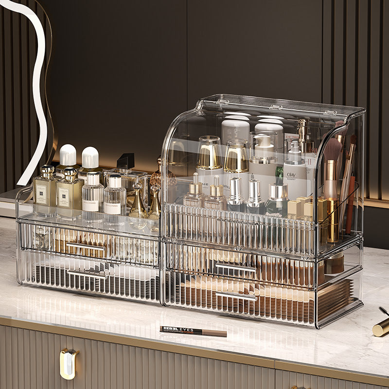 Desktop Cosmetics Storage Box Drawer Type Light Luxury Large Capacity Dresser Skin Care Products Mask Shelf Anti-dust