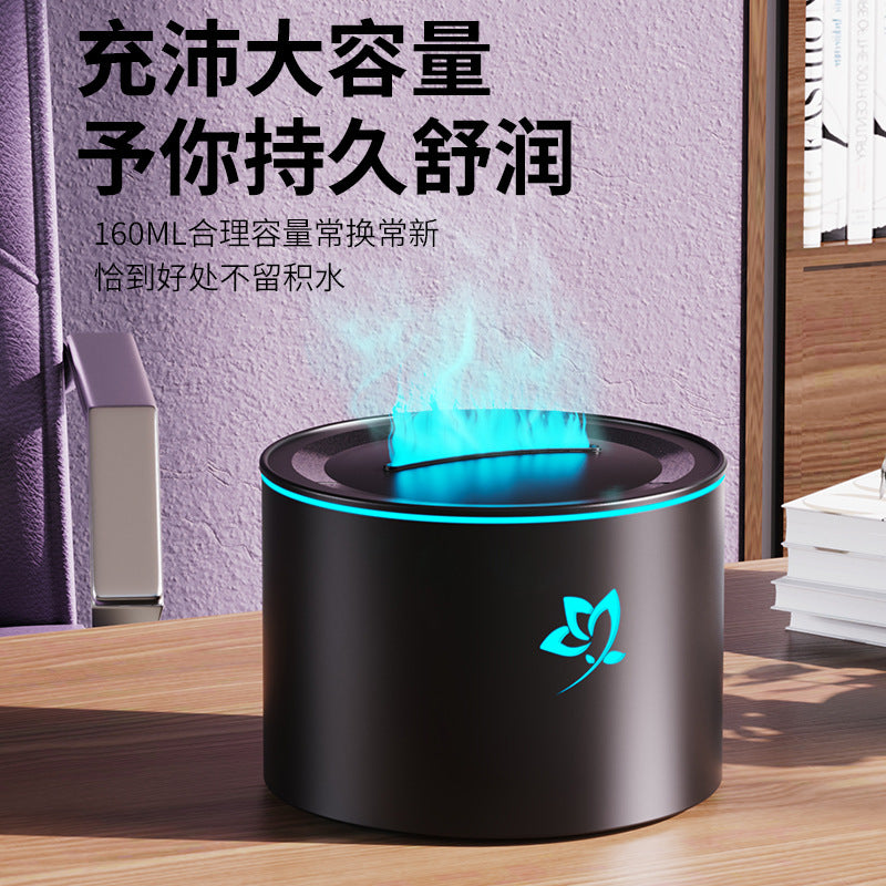 New arrival colorful aromatherapy machine desktop diffuser flame humidifier for home silent artificial flame aromatherapy machine heavy fog
