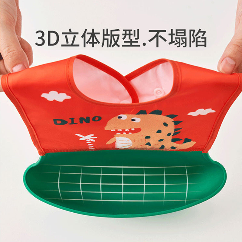 Baby eating bib waterproofkids baby silicone saliva pocket child feeding bib toddler food supplement rice pocket