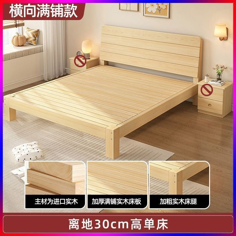 Solid wood bed modern casual 2m double 1.8m large bed single bed 1.5m for home wooden bed 1m bed 1.2m