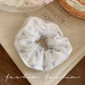 French retro floral lace pig intestine ring women's korean rubber band head flower hair ring headband hair accessories 2026 new style
