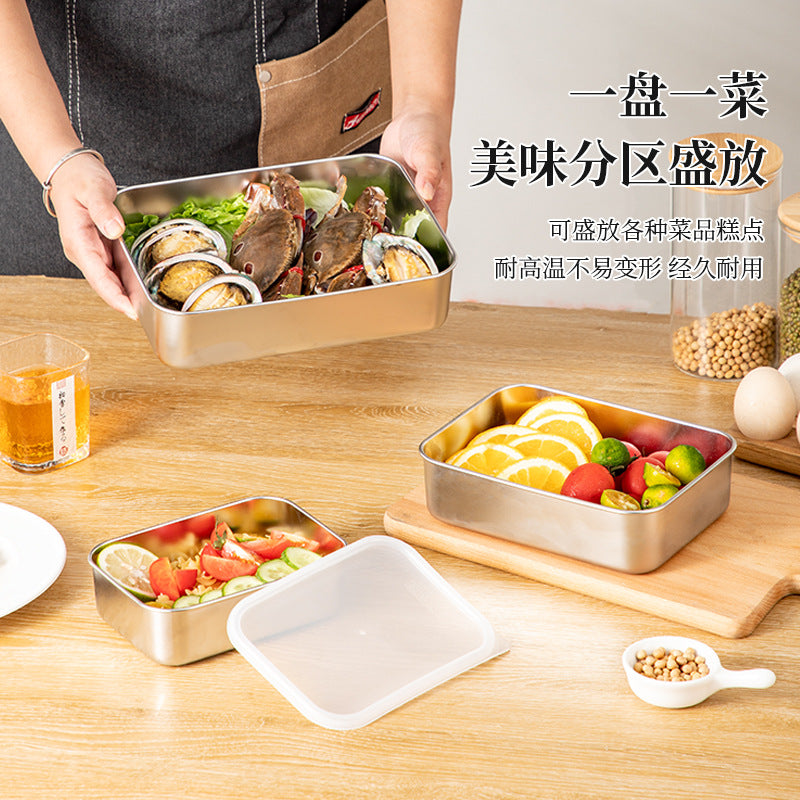 Wholesale stainless steel fresh-keeping box 304 food grade lunch box fruit bento box refrigerator frozen storage box sealed box