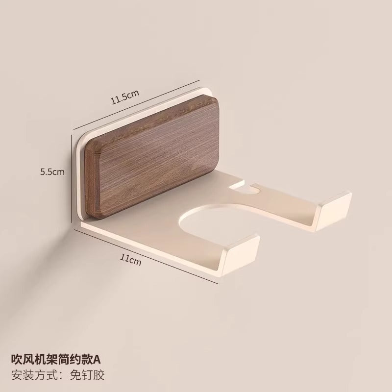 Walnut non-punching electric hair dryer bracket hair dryer wall hanger toilet toilet storage shelf storage artifact