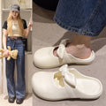 Bow-tie heeled slippers for women, perfect for summer wear. new 2024 style, these slip-on slippers are soft-soled, ideal for lounging at home or as stylish outdoor footwear