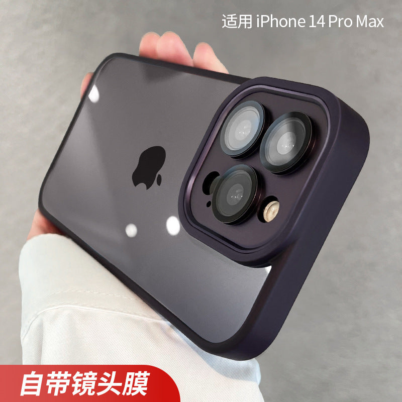 Suitable for iphone16 mobile phone case, gold shield all-inclusive lens film, apple 14 transparent anti-fall 13promax protective case