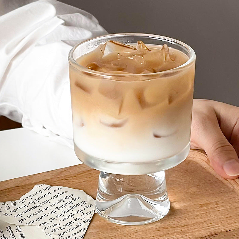 Luxury glassware: elegant stemmed glasses for home, juice, coffee, trendy restaurant drinks & desserts