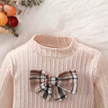 Autumnexportgirlknittingsweatshirtlong sleevesstripessuit skirt european plaid skirt kidstwo-piece setpleated skirt