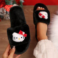 plus size autumn winter floor mops cute cat cartoon stuffed home cotton slippers women's one-word fur slippers