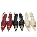 Mn2026 french retro metal women's skirt evening slip-on pointed toe high heel buckle women's shoes outwear