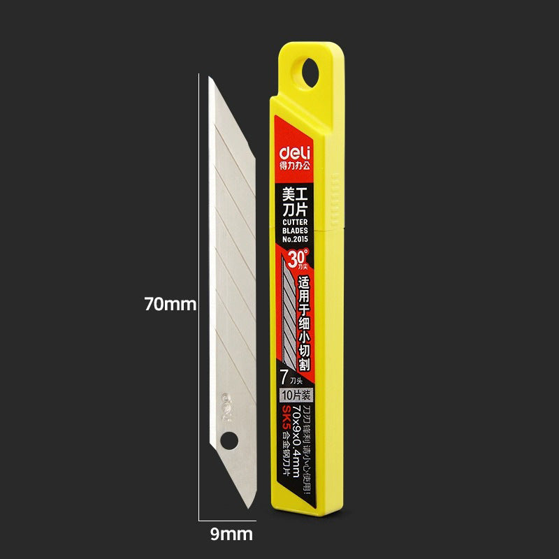 Deli 2015 Blade SK5 alloy steel 30 ° tip blade 10 pieces/box, small 9mm art blade