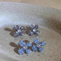 S925 silver needle purple crystal flower earrings women's ins forest style earrings accessible luxurypopular earrings fall and winter high-end sense