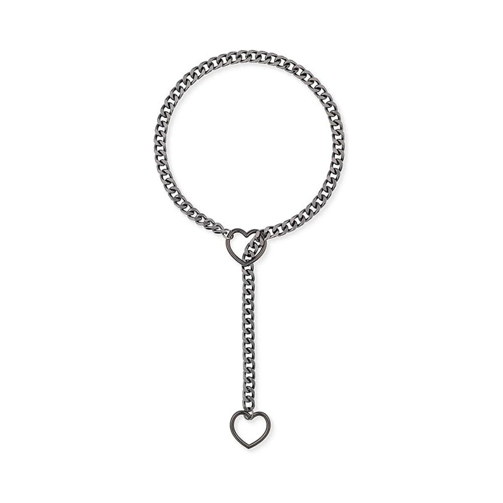 Amazon wide light luxury style y-ring slider chain stainless steel necklace handmade punk cuban chain necklace