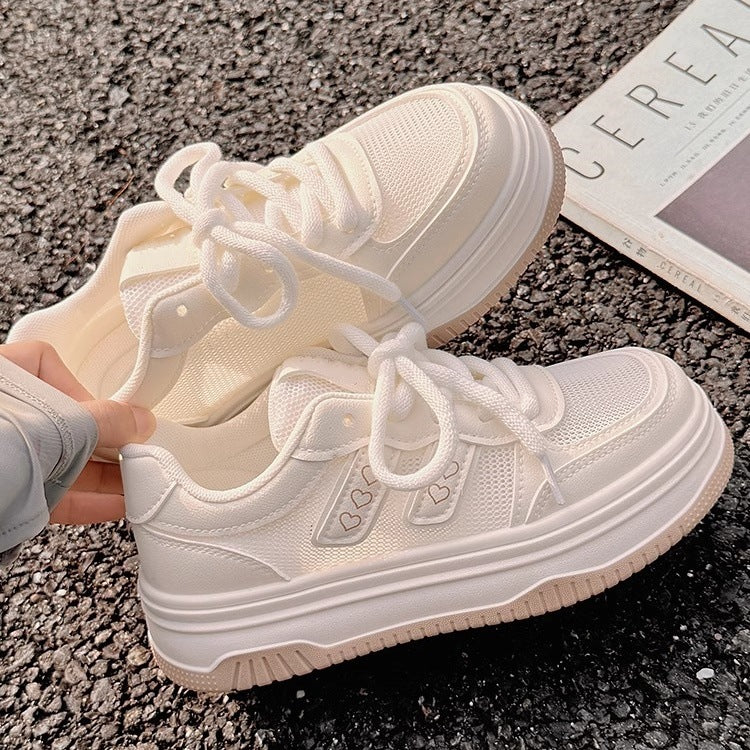 Autumn women's white sneakers - perfect with skirts, 2025 new arrival, bestselling mesh shoes, breathable mesh casual shoes, athletic sneakers