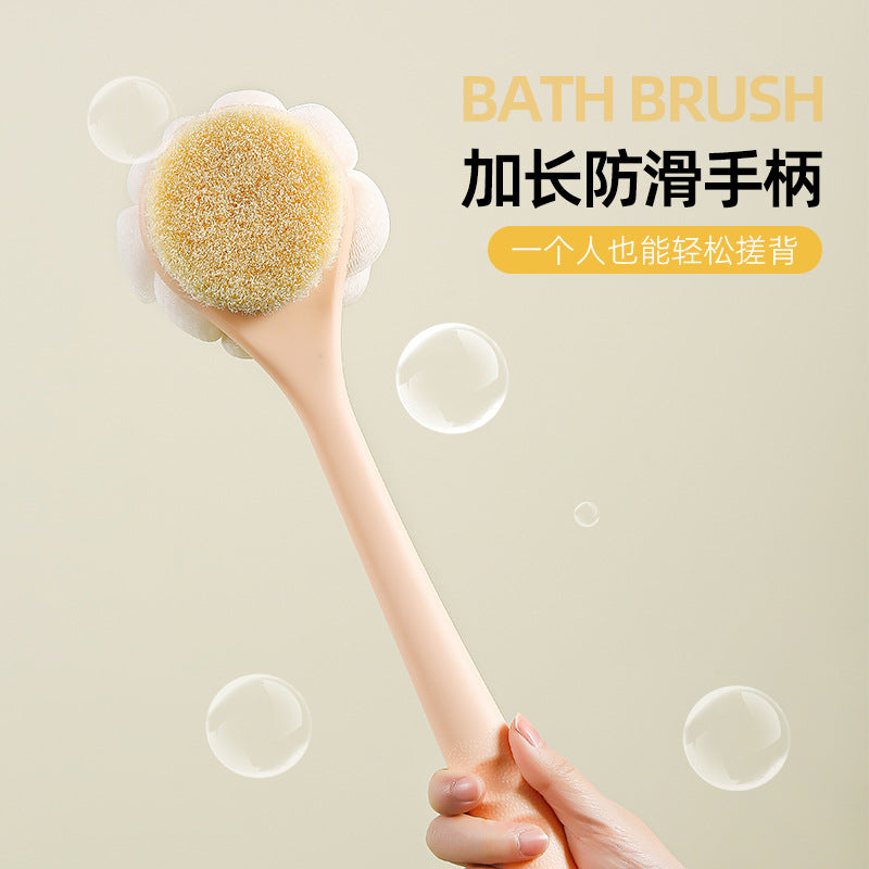 Back rub long handle brush bath brush nylon bristles soft bristles double-sided bath brush rub mud and remove dust bath brush back handy gadget