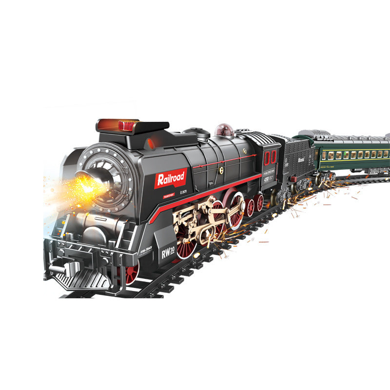 Retro steam train track suitartificial electric track train model toy cross-border nostalgic model