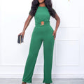 D277 cross-border sourcing:   summer new arrival - solid color ribbed casual fashion set, european and american style two-piece outfit