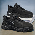 Men's spring black work shoes - non-slip, durable, breathable safety shoes for kitchen, construction, and general labor