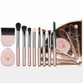 Portable makeup brush set - multifunctional mini travel kit with foldable storage, includes concealer, eyeshadow, and other brushes