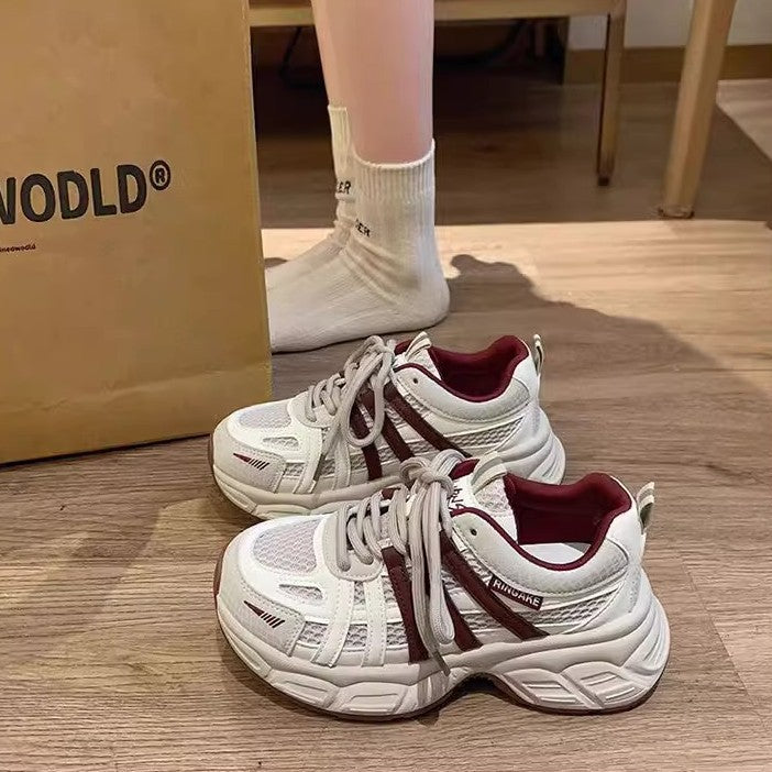 Vintage chunky platform sneakers for women - new spring 2026 collection: height-boosting, versatile, lightweight, casual athletic shoes that make your feet look smaller