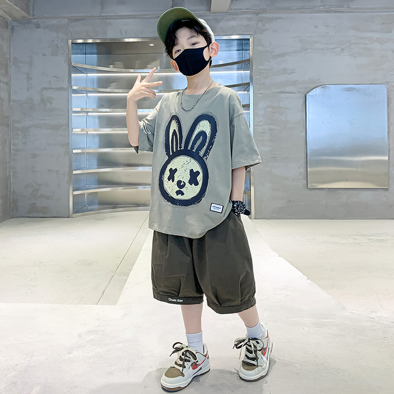 Boys' short-sleeve t-shirt and shorts set - summer  new collection - trendy summer clothing for older boys - kids' summer outfits - children's tops