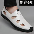[source factory] soft leather sandals menfashioneasiest for matchcut outcasual cool leather shoes breathable soft bottom crocs