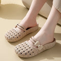 Baotou slippers women's summernew arrivalfashion soft bottomfor homeoutwear breathable flats crocs bows half slippers