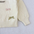 New autumn/winter girls' korean style knitted sweater set: bowknot long-sleeve pullover top and midi skirt two-piece outfit
