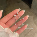 Fishtail tassel pearl stud earrings-a2438 silver