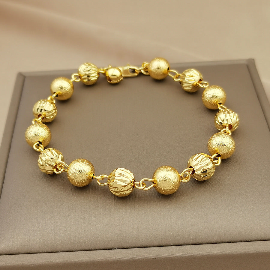 Bohemian beaded women's fashion bracelet, 24k gold plated with cubic zirconia, elegant style