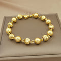 Bohemian beaded women's fashion bracelet, 24k gold plated with cubic zirconia, elegant style