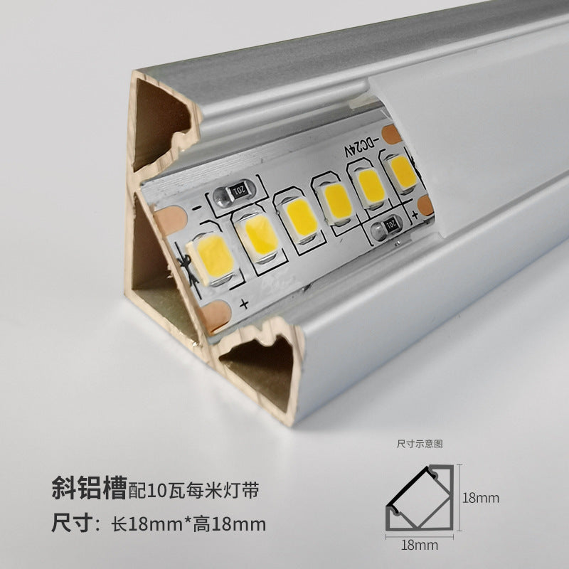 Exposed LED line light Curtain box Reflective groove light with no stroboscopic curtain washing light Living room 45 degree oblique light strip