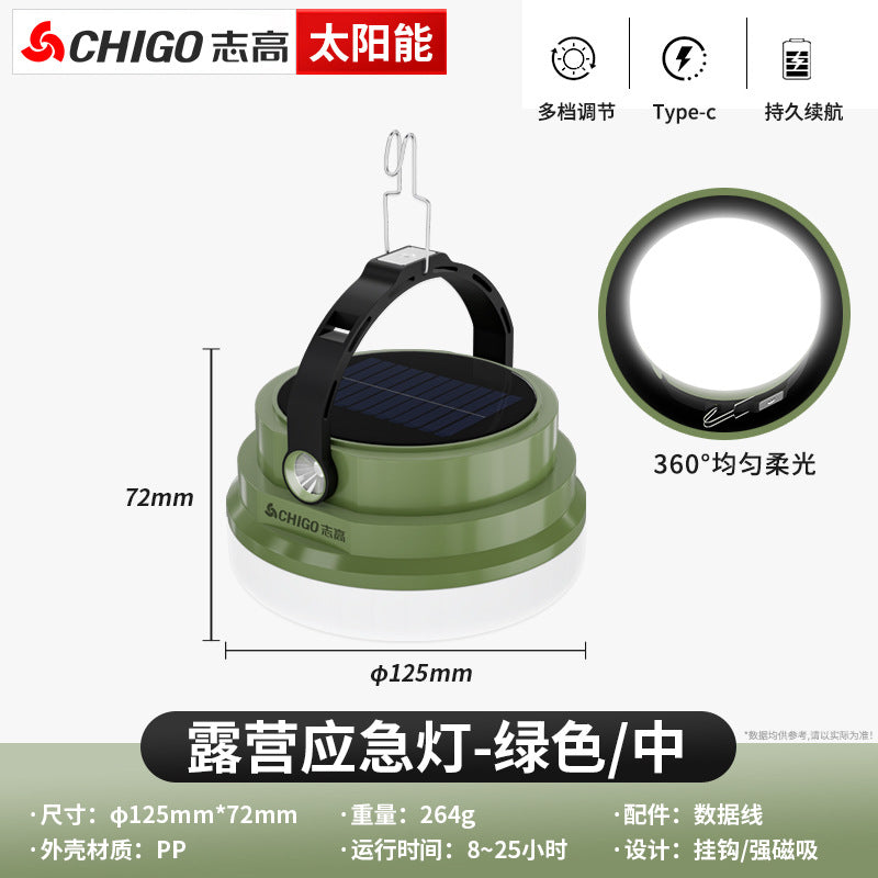 Chigo solar camping light long battery life outdoor camping light charging lighting tent emergency light not plugged in