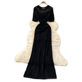 Vacation style laceembroider sleeveless dress female summerstylish feature v neck lantern sleeve waist slimming look long skirt