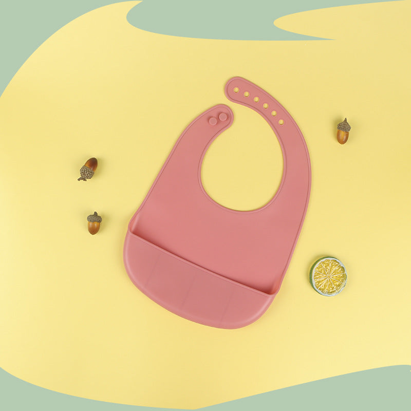Baby bibs baby eating pockets waterproof and spill-proof food grade silicone supplementary food tableware leak-proof silicone bibs