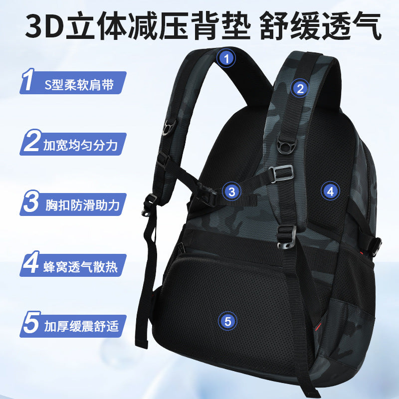 2026 new school backpack for boys - extra large capacity, lightweight, spine-protecting backpack for junior high and high school students