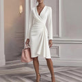 women's summer dress - european & american cross-border fashion - high-quality, textured, pleated solid color dress
