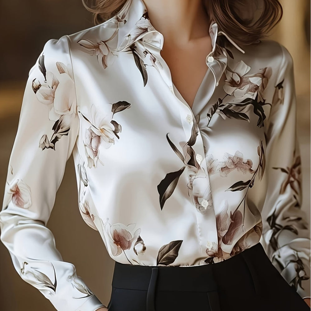 wholesale women's long-sleeved shirts, trendy all-season shirts with popular cross-border print designs, dropshipping available