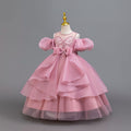 New in stock puff sleeve children's dress sequin wedding dress princess dress girls performance dress kids dress